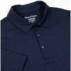 Wool & Prince Merino Wool Polo Shirt Men's 2XL Navy Blue Knit Short Sleeve